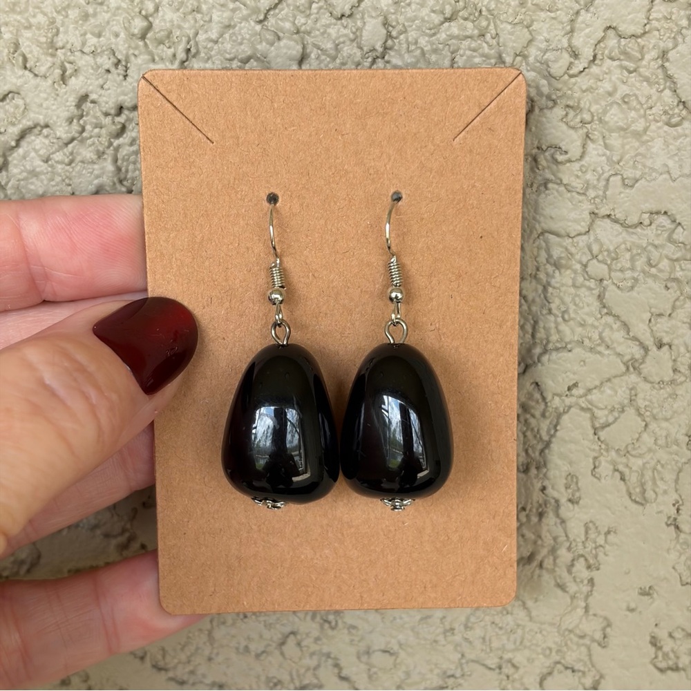 Chunky Black Drop Earrings